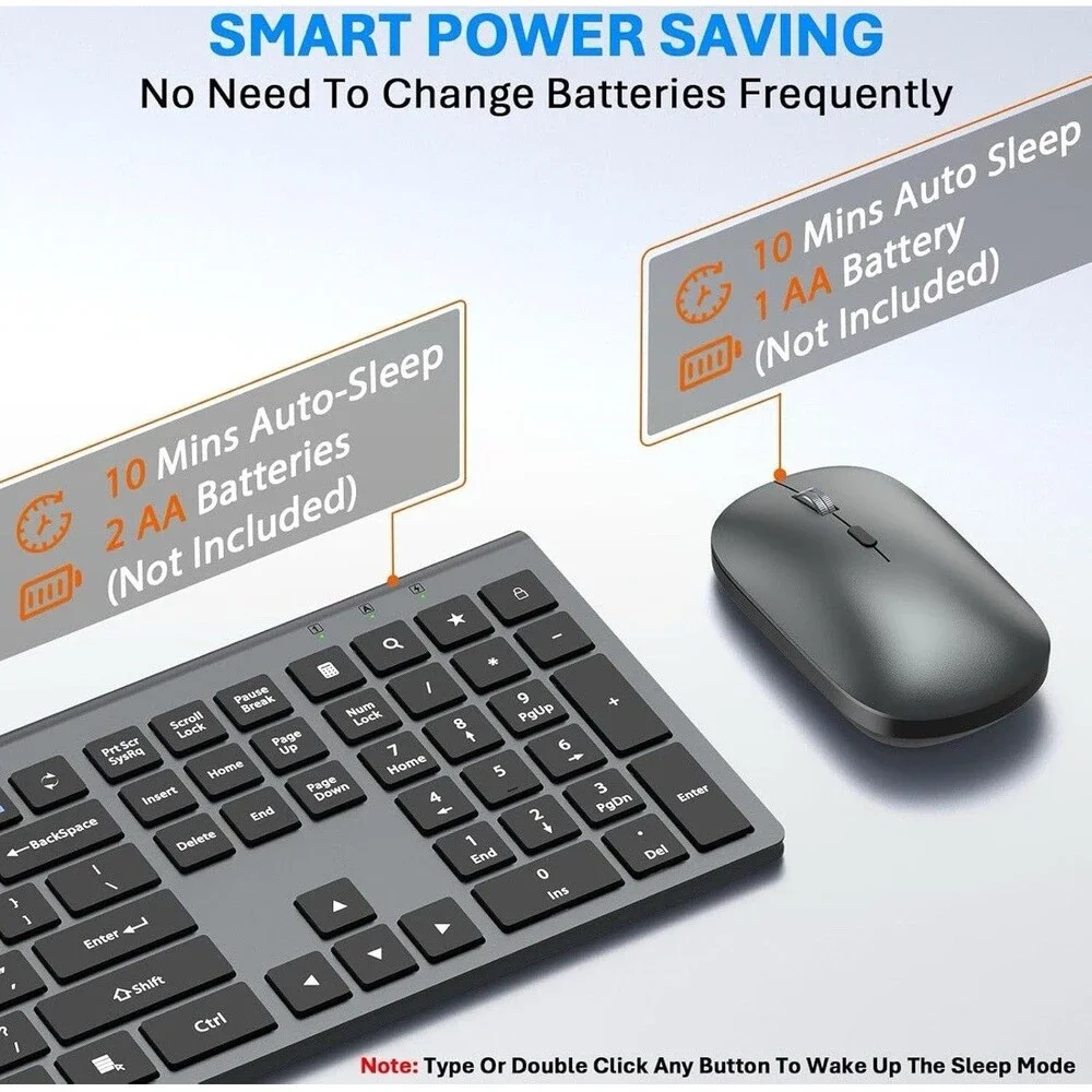 Wireless Keyboard and Mouse Combo, Full Size Long Battery Life